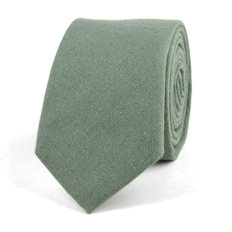 Elfeves Men Skinny Mint Green Ties Cotton Timeless Narrow Width Best Neckties for Grooms - Image 2